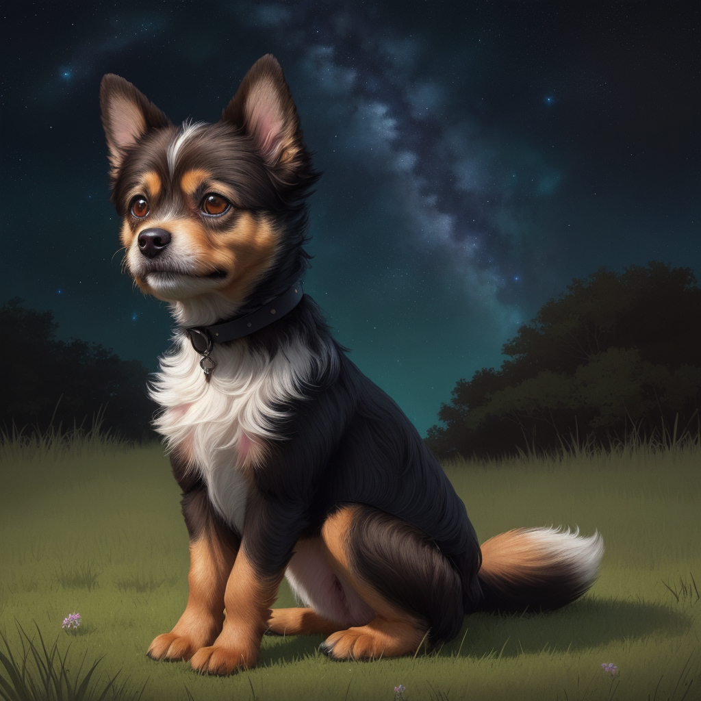 Űr hátteres kiskutya